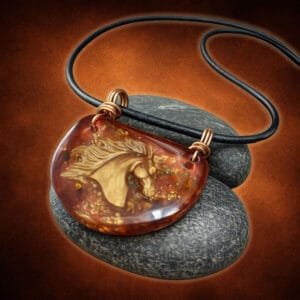 Fire Horse Orgone Pendant - Amber/Gold